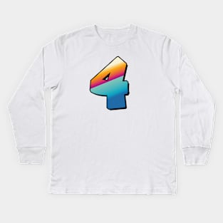 Number 4, Four - beach colors Kids Long Sleeve T-Shirt